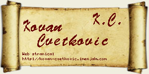 Kovan Cvetković vizit kartica